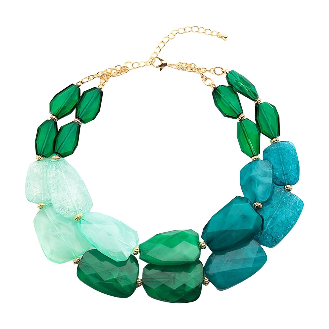 18K Gold Statement Multi Green Quartz Necklace main product photo