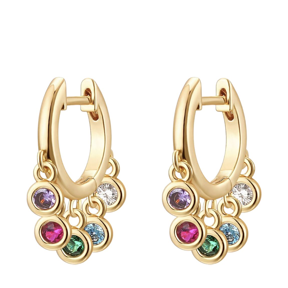 18K Gold Multi Color Charm Huggie Hoop Eaarings main product photo