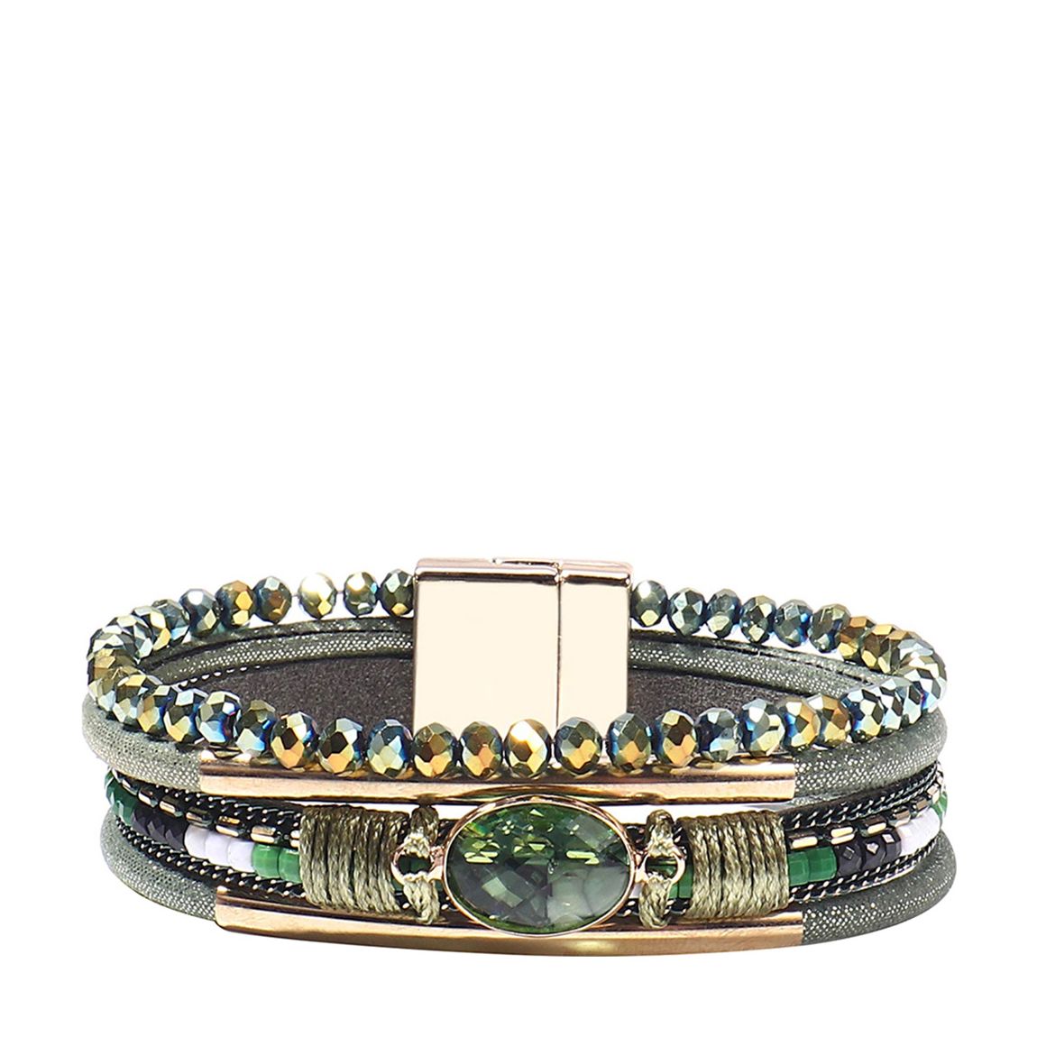 18K Gold Green Druzy Wrap Bracelet main product photo