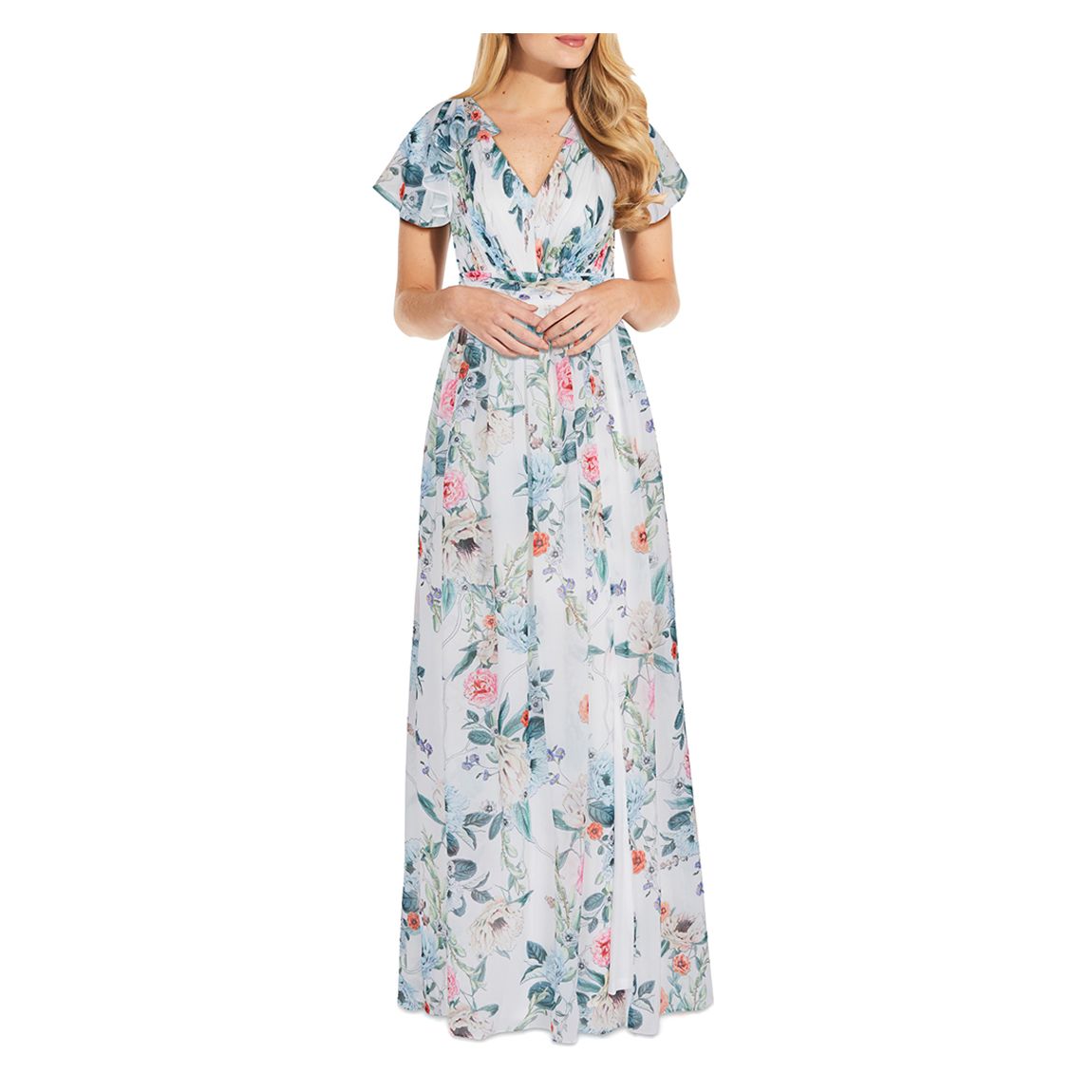 Blue Floral Chiffon Gown main product photo