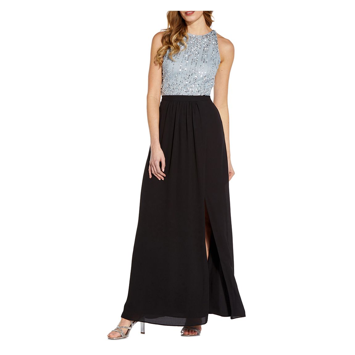 Black Pleated Side Slit Skirt main product photo