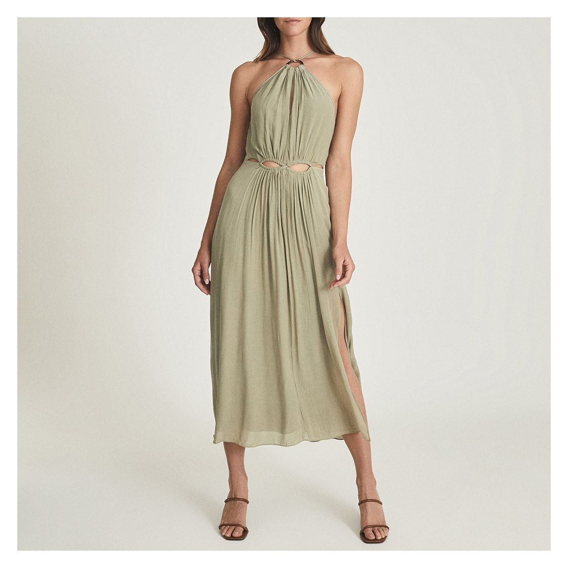 Khaki Marta Cut Out Midi Dress main product photo
