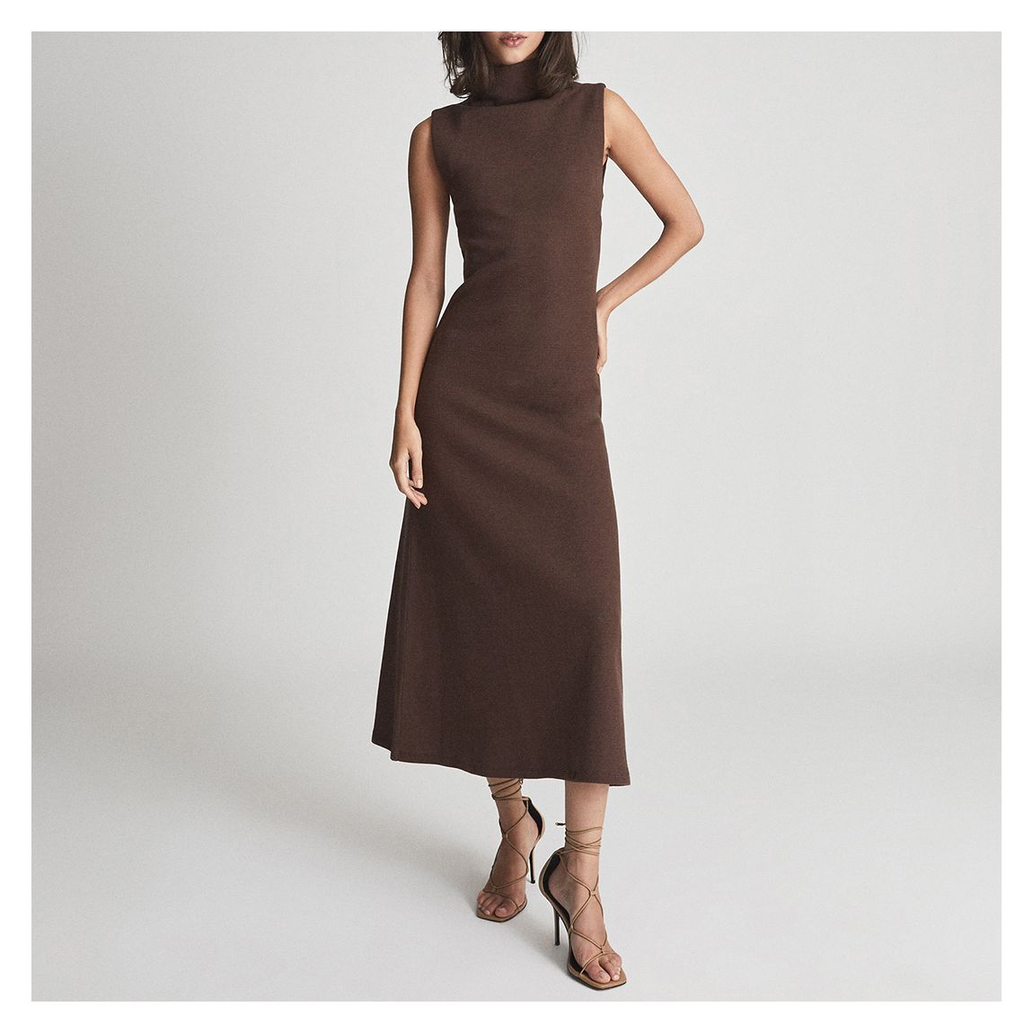 Brown Alyssa Cotton Blend Midi Dress main product photo