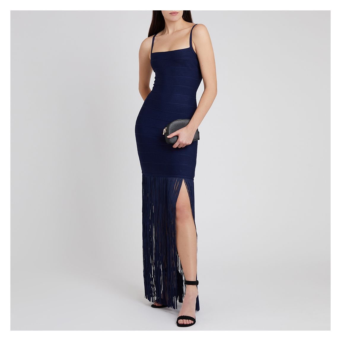 Navy Fringe Bandage Gown main product photo