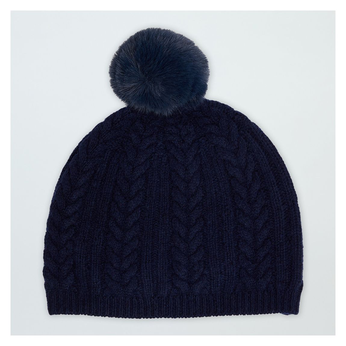 Navy Cable Cashmere Pom Pom Hat main product photo