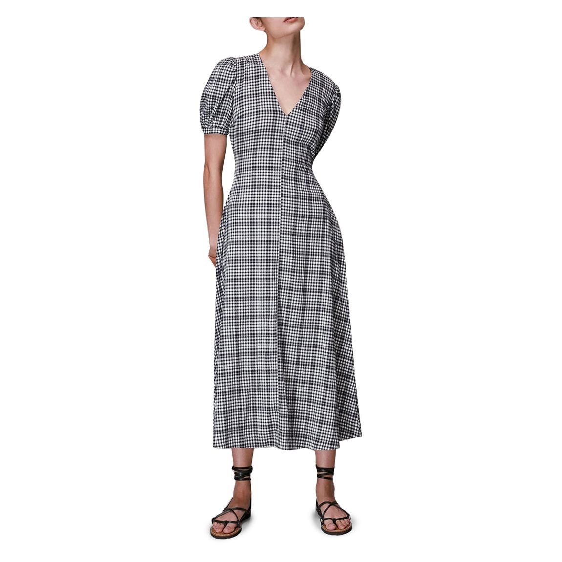 Black Tabitha Check Cotton Midi Dress main product photo