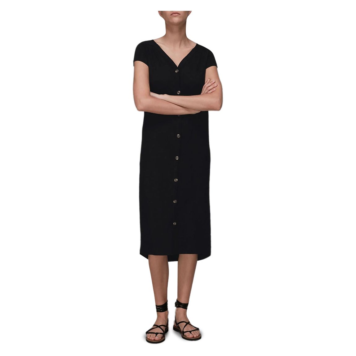 Black Leonie Button Through Cotton Dress main product photo