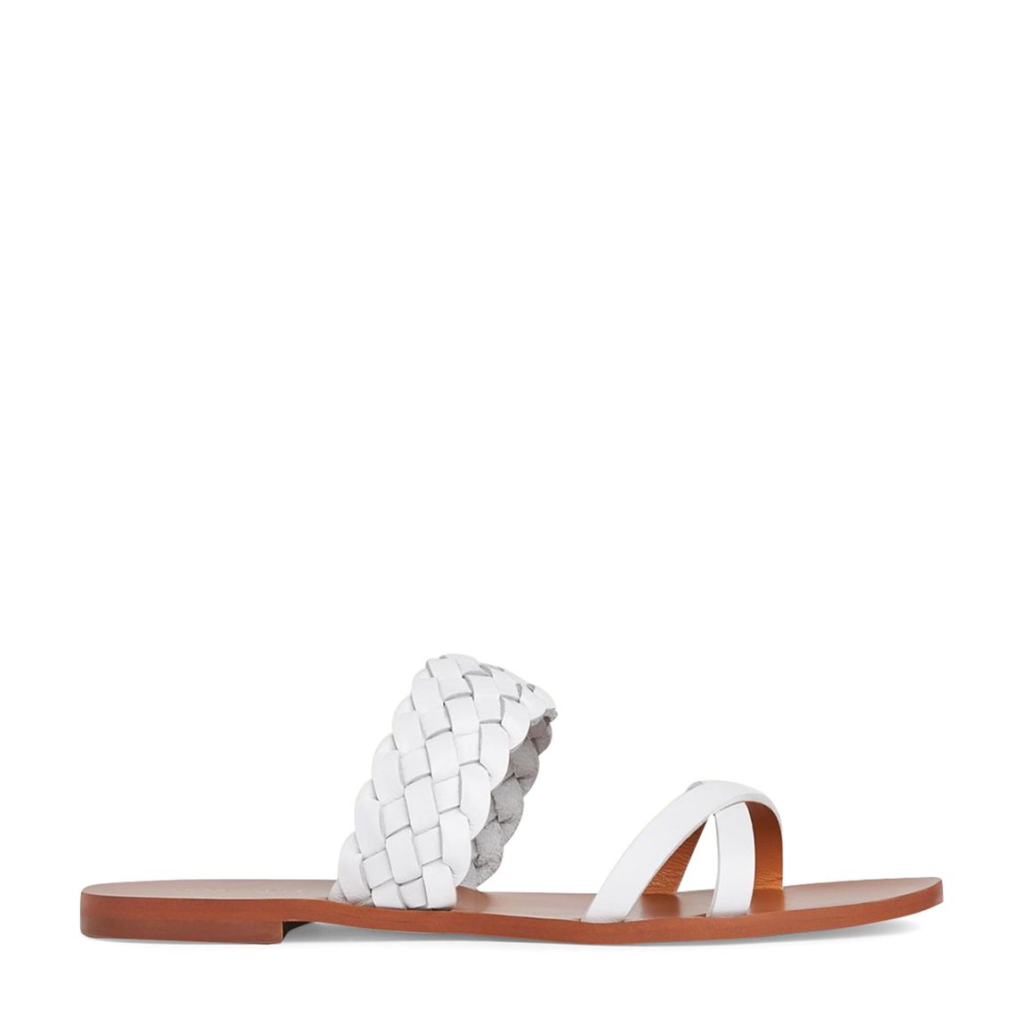 White Leather Plaited Reeva Sandals main product photo
