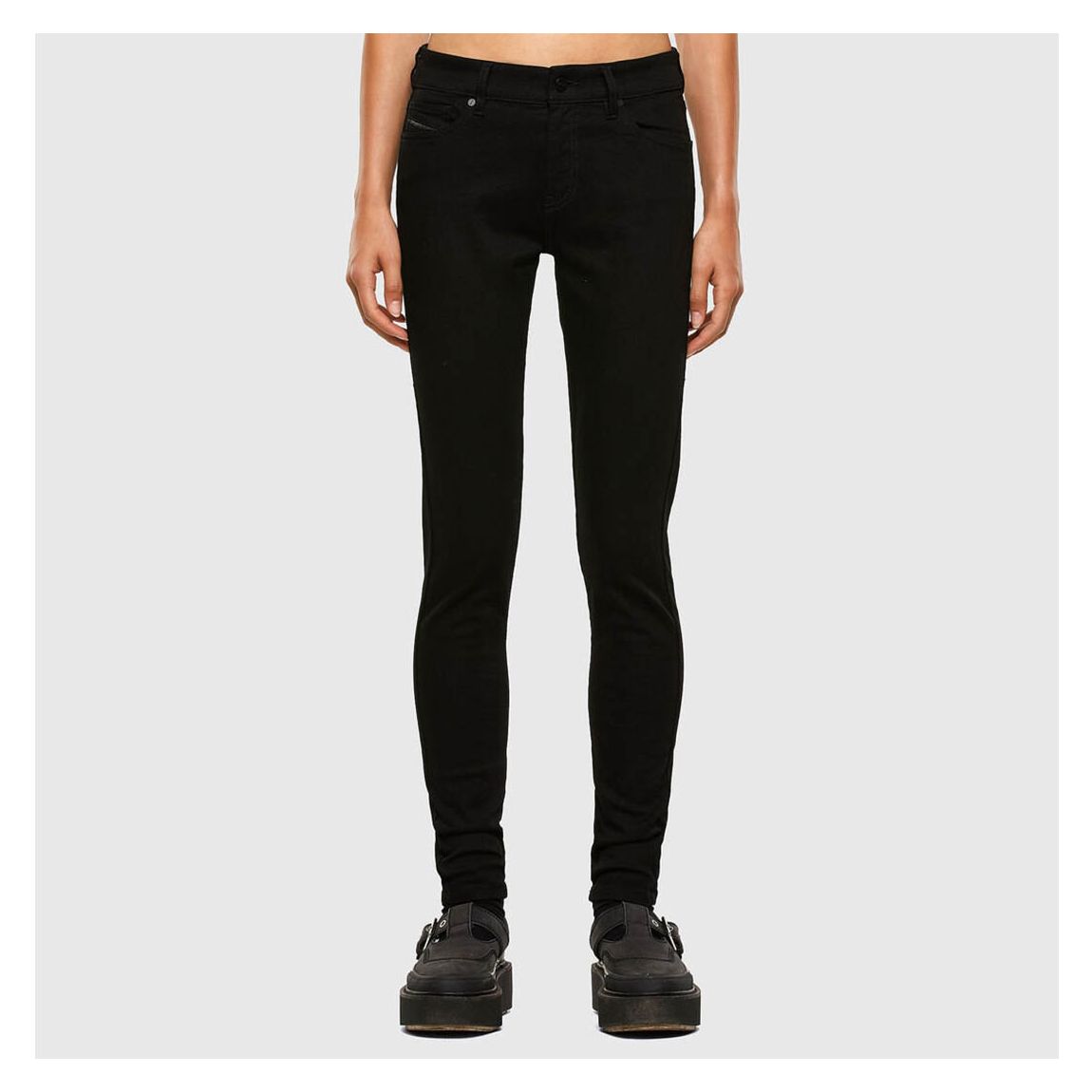 Black Slandy Flared Slit Front Stretch Jeans main product photo