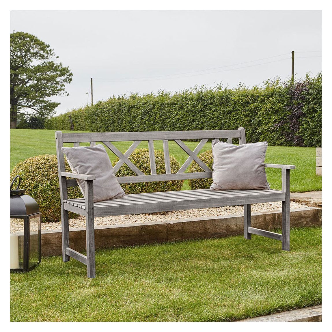 Cambridge Antique Grey Outdoor 3 Seater Acacia Wood Bench main product photo