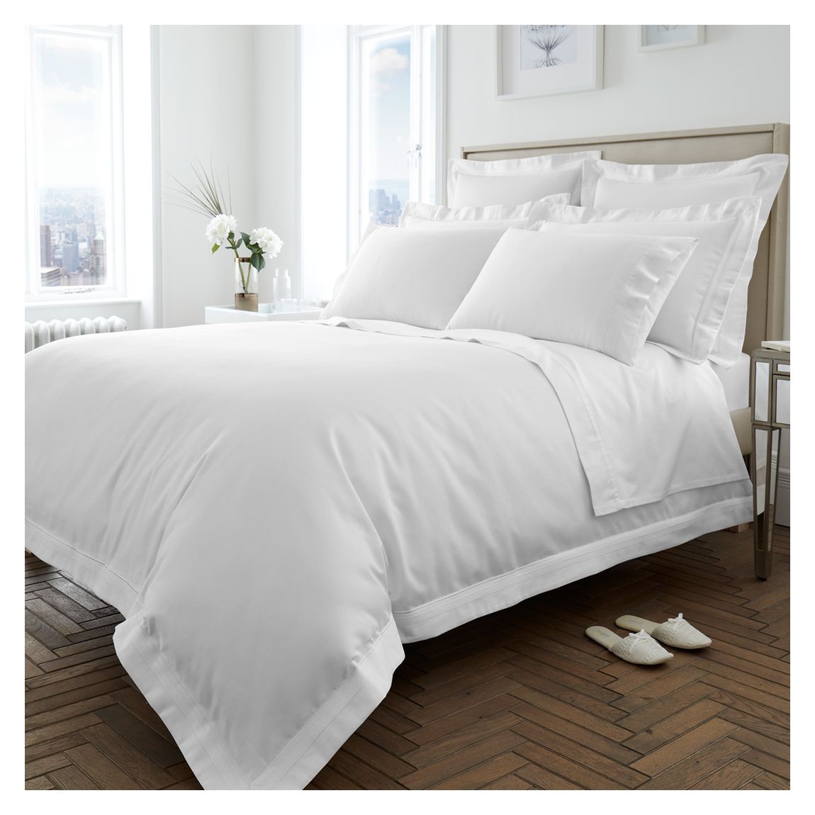 1000TC Super King Duvet Cover Set, White/White main product photo