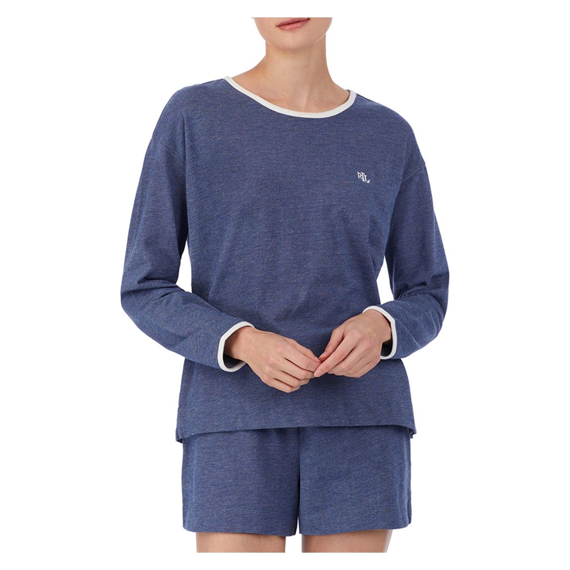 Blue Soft Lounge Knit Short Pyjama Set main product photo