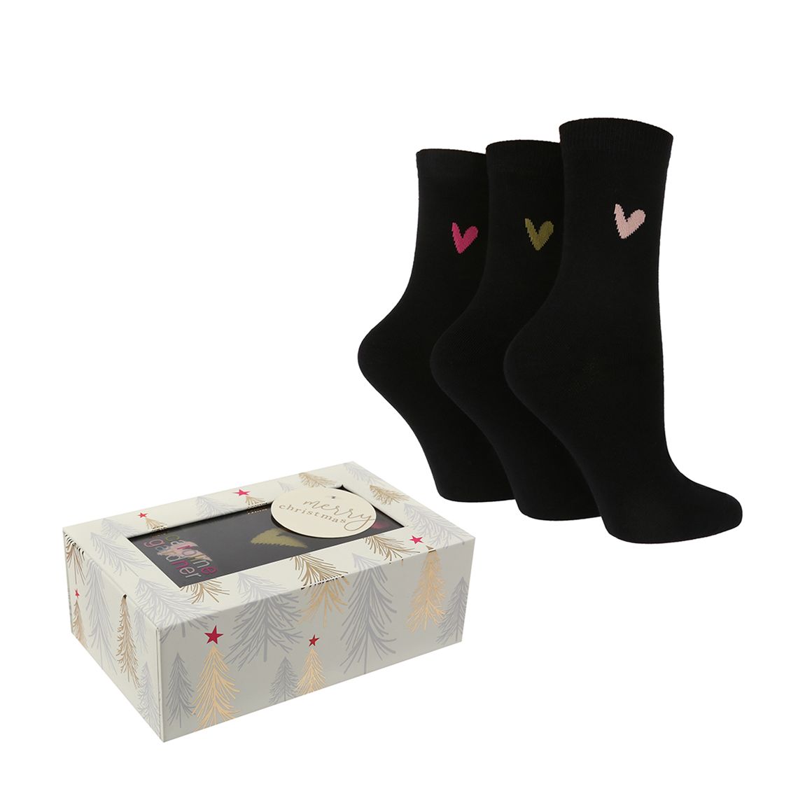 Navy 3 Pack Pringle Heart Gift Box Socks main product photo