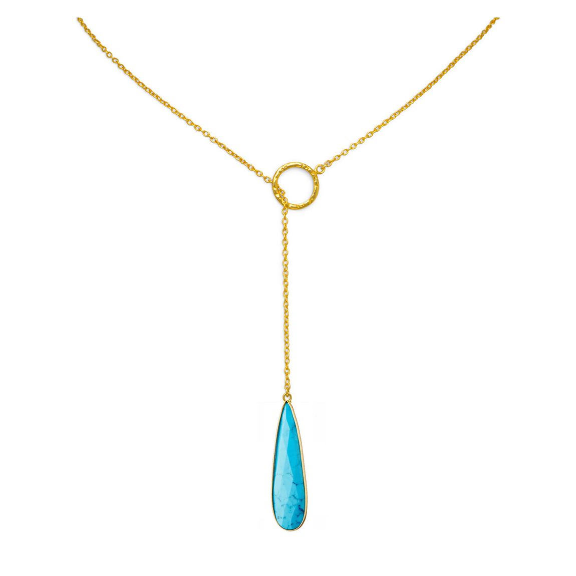18K Gold Turquoise Lariat Necklace main product photo