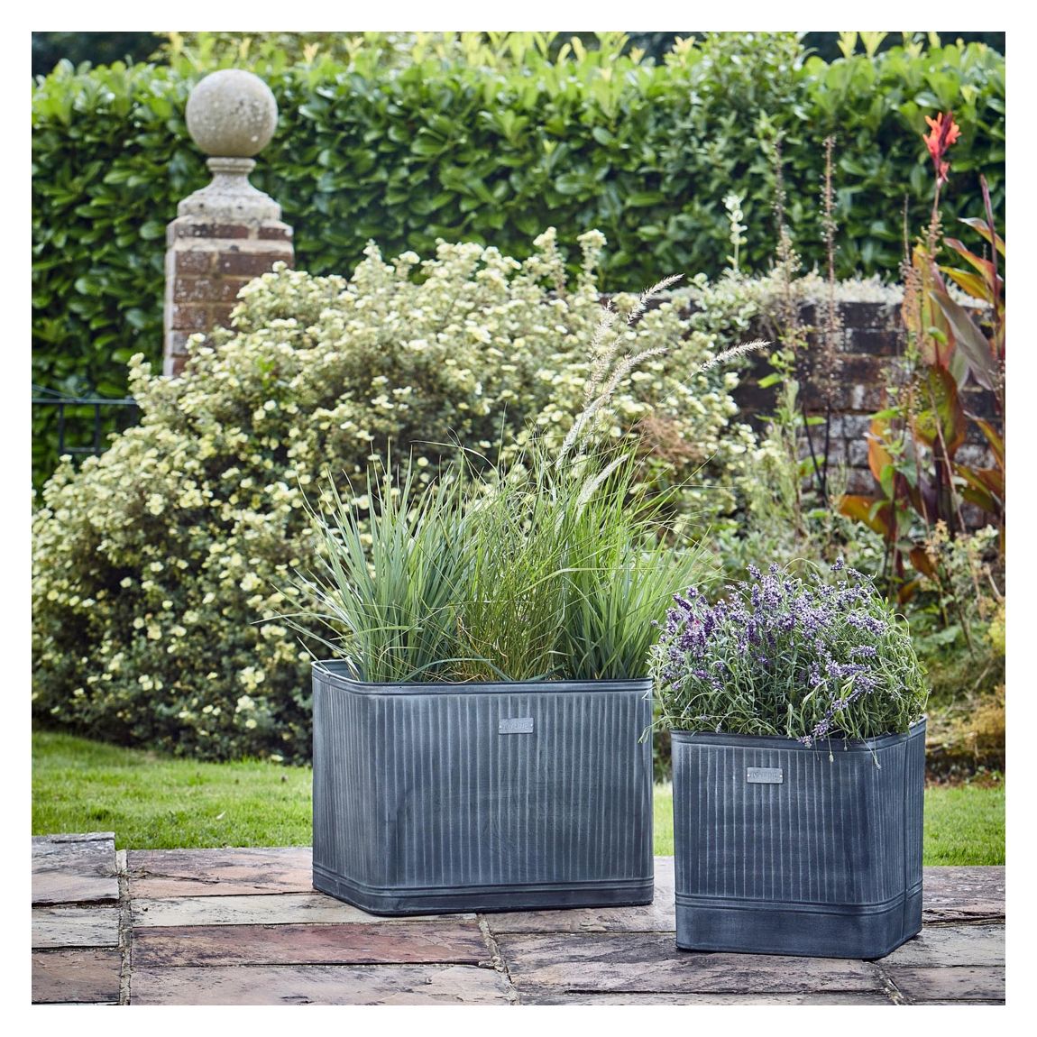 Outdoor Hampton Square Galvanised Metal Planter H35Cm W34Cm main product photo