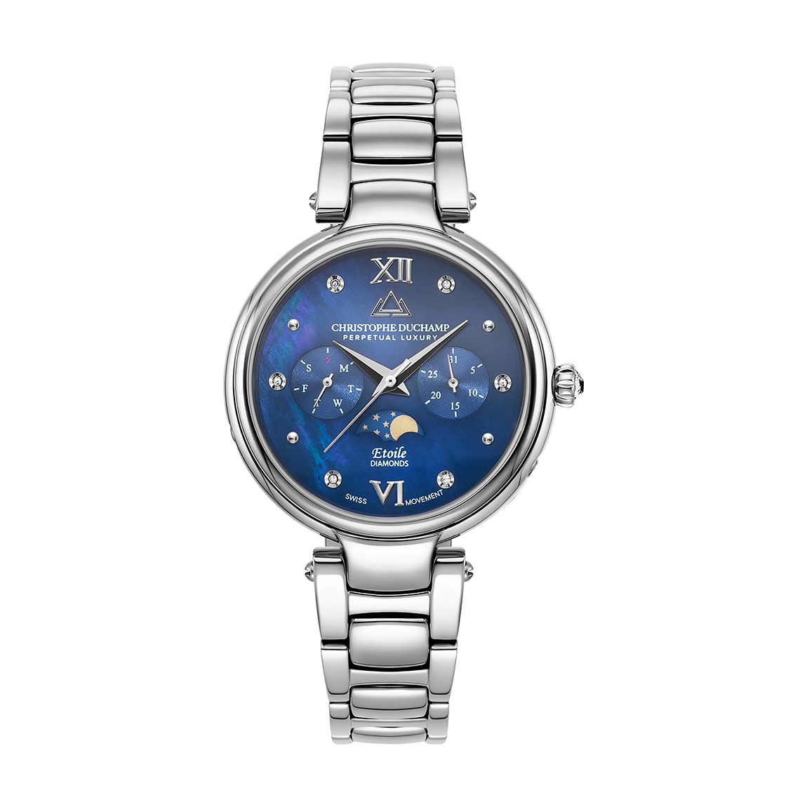Women's Silver/ Blue Mother Of Pearl Swiss Watch 36mm main product photo