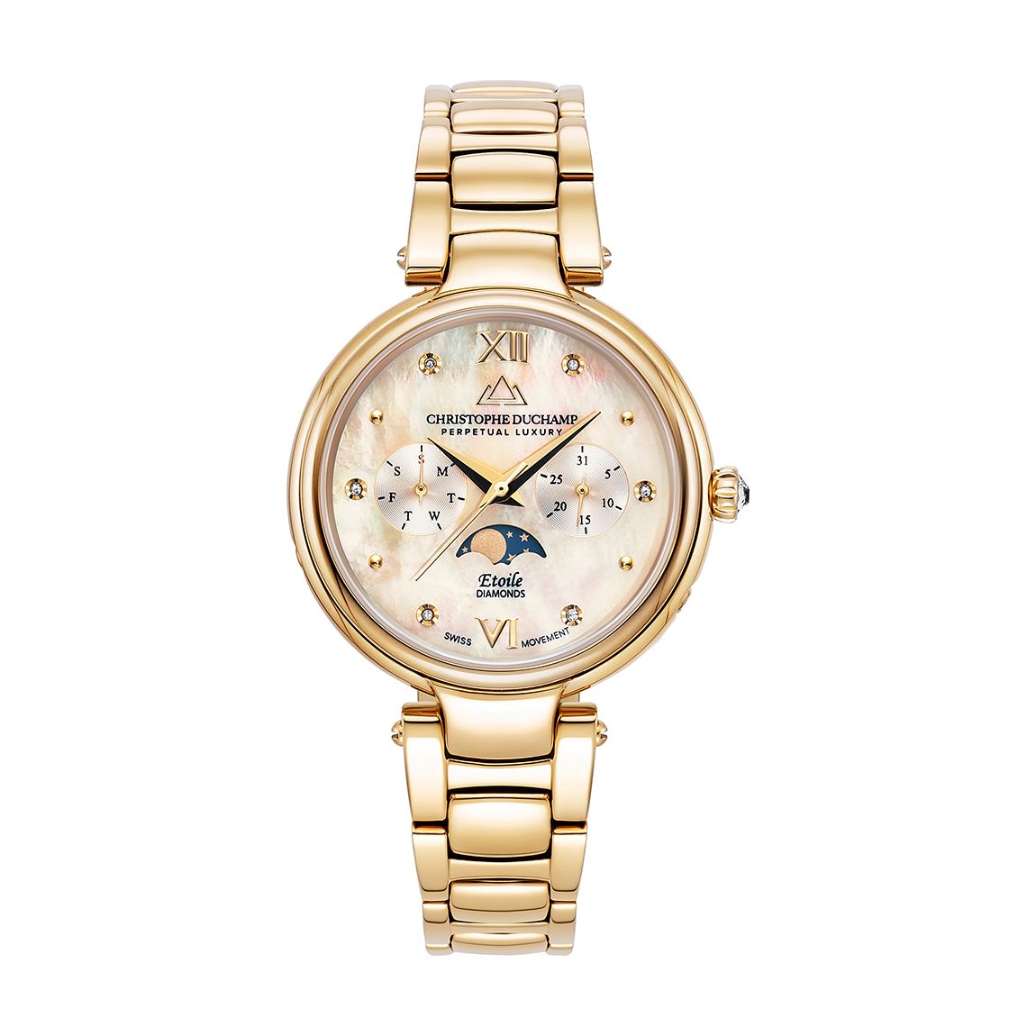 Women's Silver/Gold Mother Of Pearl Swiss Watch 36mm main product photo