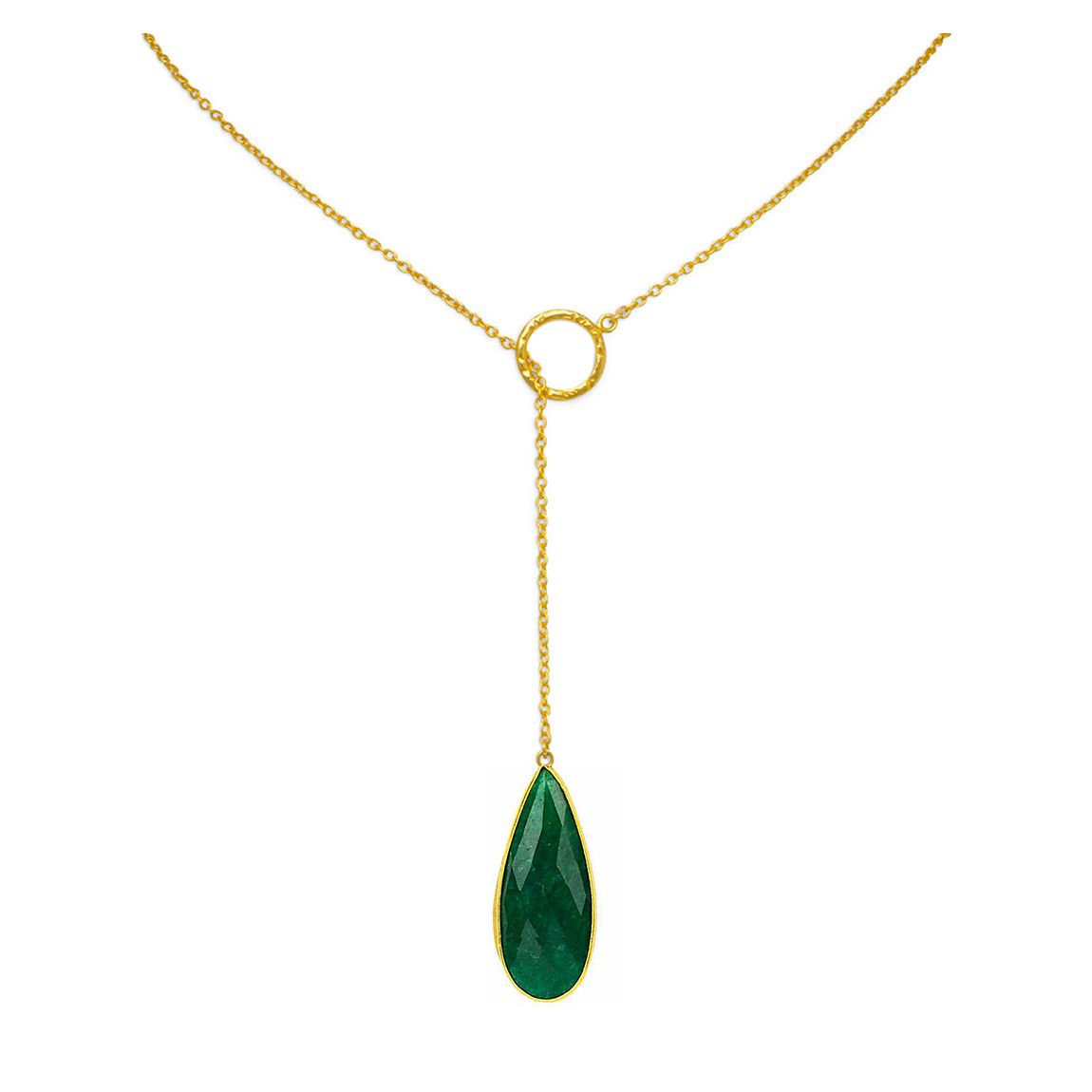 18K Gold Emerald Lariat Necklace main product photo