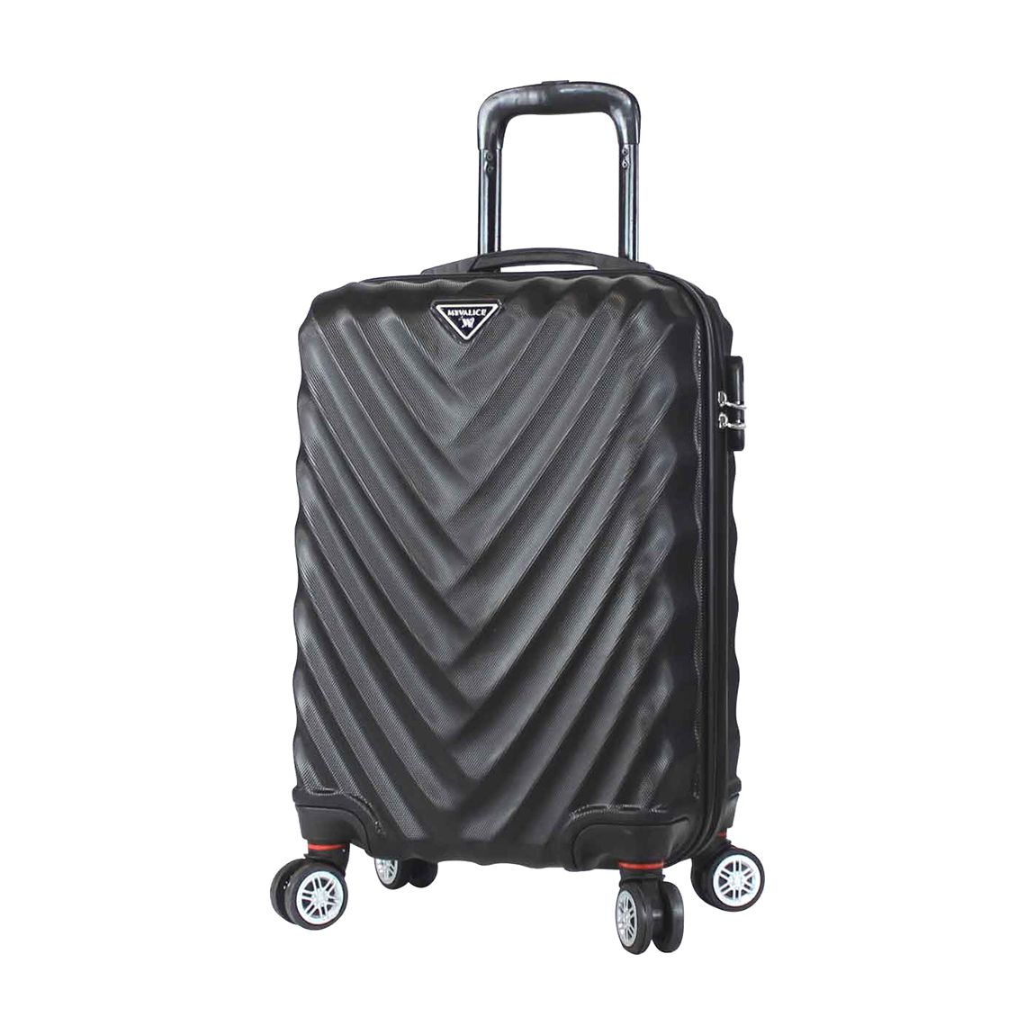 Small Black Diagonal Groove Line Travel Suitcase main product photo