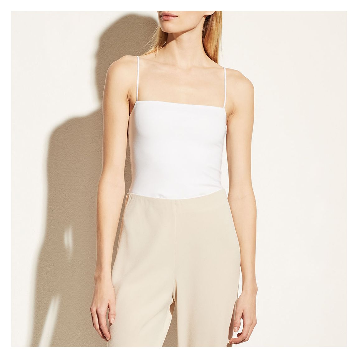 White Simple Cotton Blend Cami Top main product photo