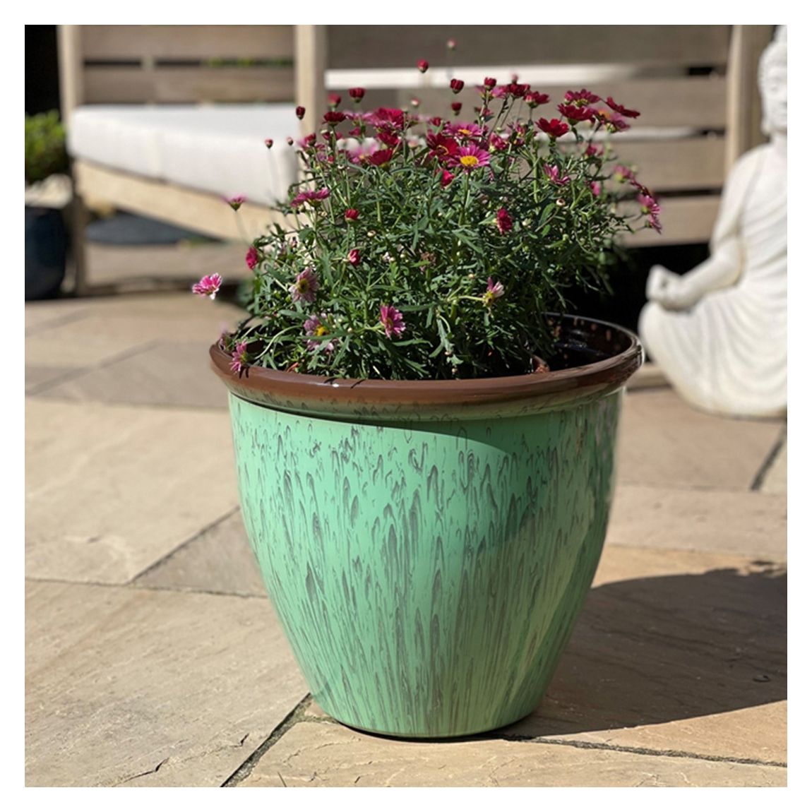 48cm Running Glaze Planter - Green main product photo