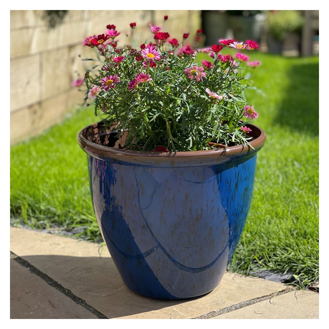 48cm Running Glaze Planter - Blue main product photo