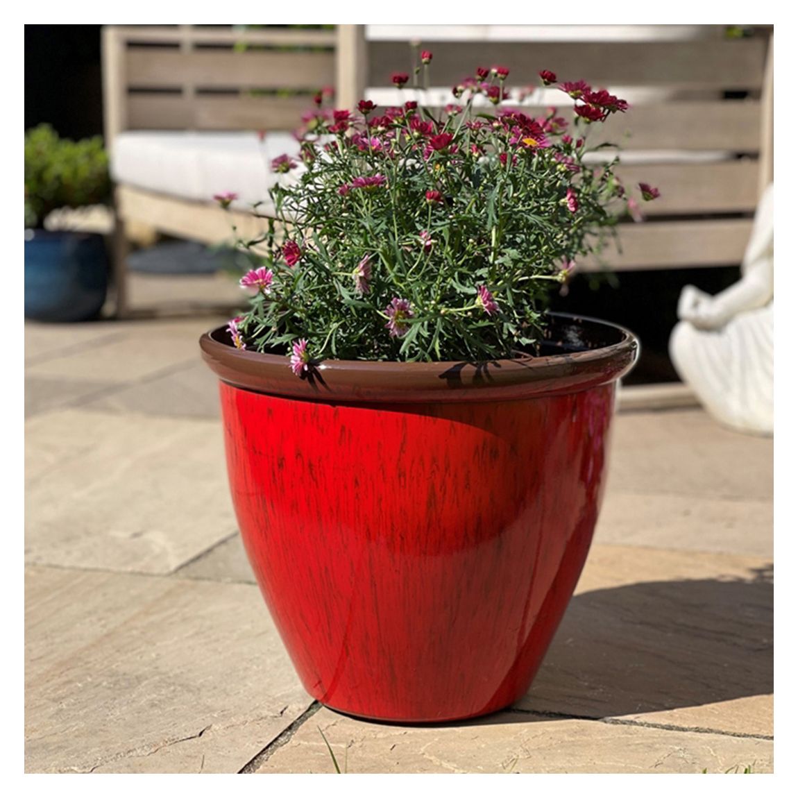 48cm Running Glaze Planter - Red main product photo