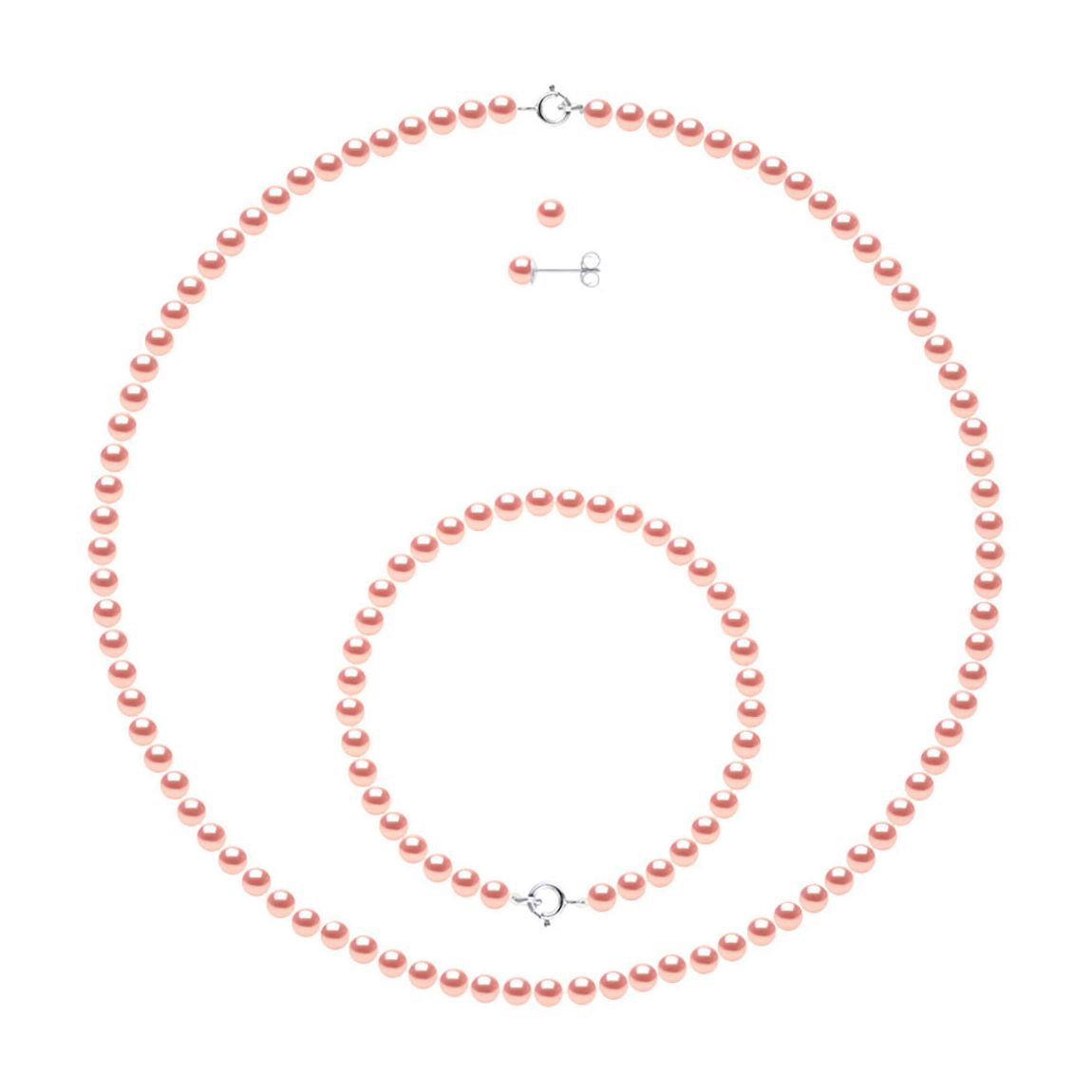 Silver/Pink Complete Jewellery Set Real Cultured Freshwater Pearls main product photo