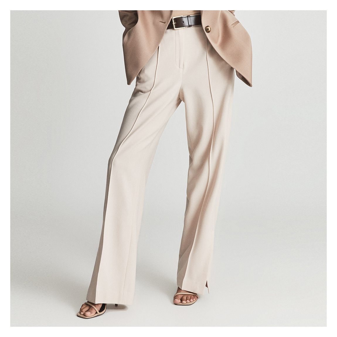 Pink Tia Wide Leg Wool Blend Trousers main product photo