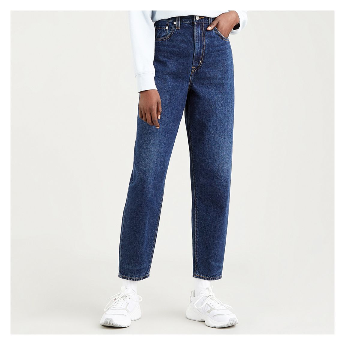 Dark Blue High Loose Stretch Jeans main product photo