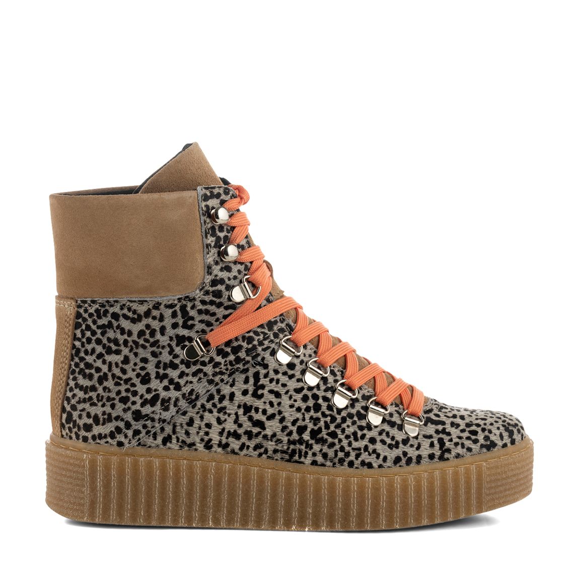 Grey & Black Leoprad Print Suede Agda Hiking Boot main product photo