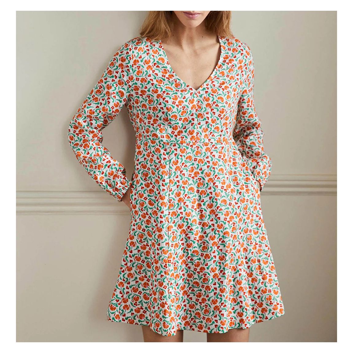Orange V-Neck Flippy Mini Dress main product photo
