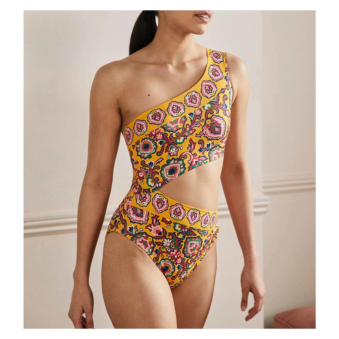 Yellow One Shoulder Swimsuit main product photo