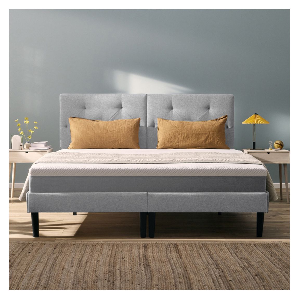 Signature Bed with Tufted Headboard, Super King in Light Grey main product photo