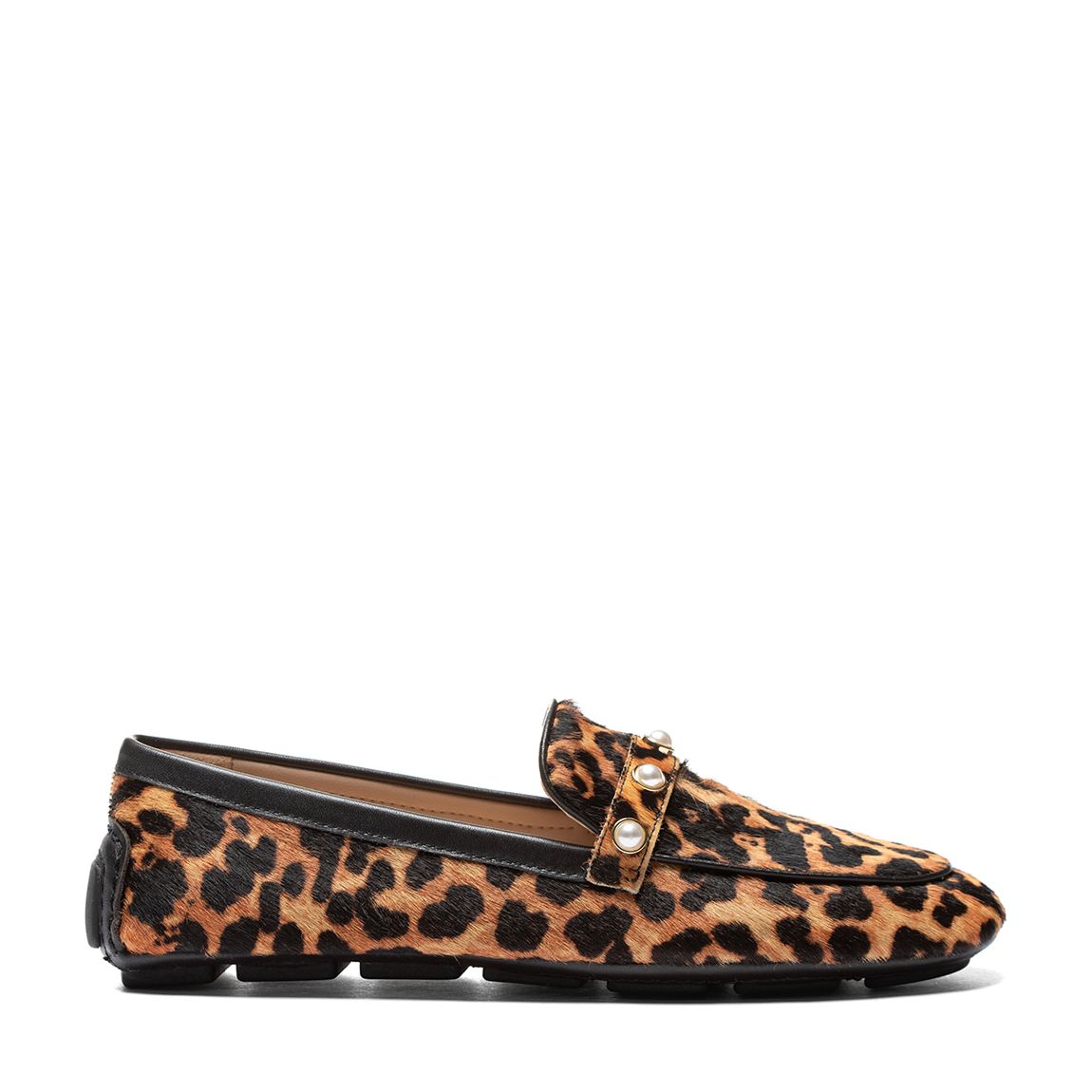 Leopard Print Calf Hair All pearls Driving Loafer main product photo