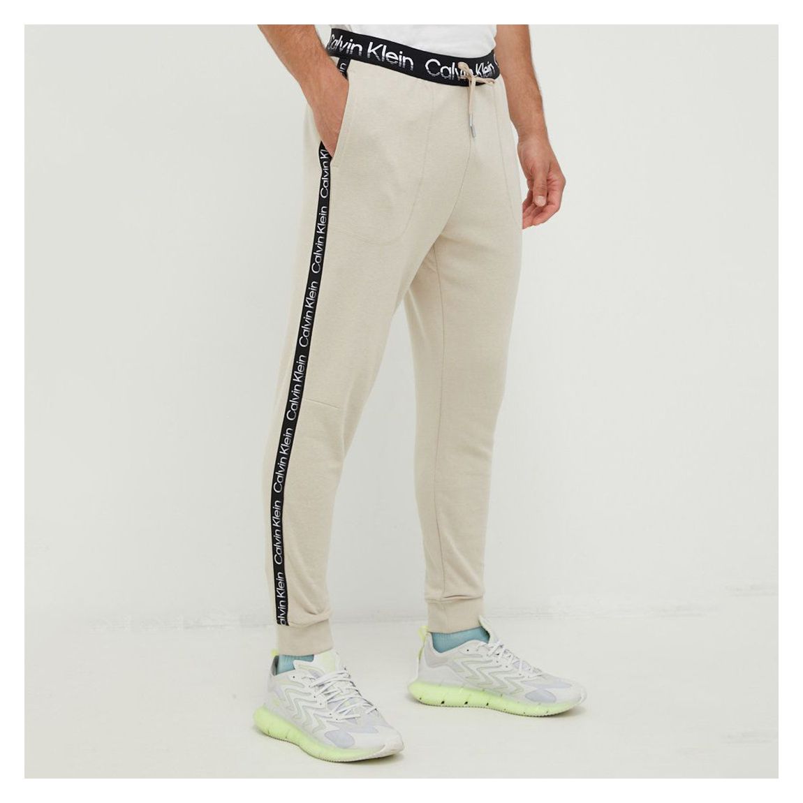 Cream Cotton Blend Joggers main product photo
