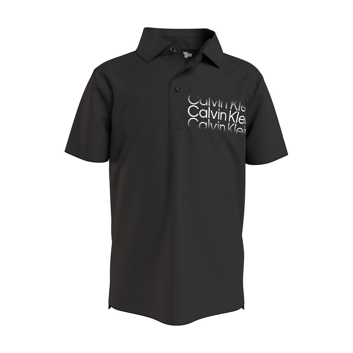 Boy's Black Faded Logo Cotton Blend Polo Shirt main product photo