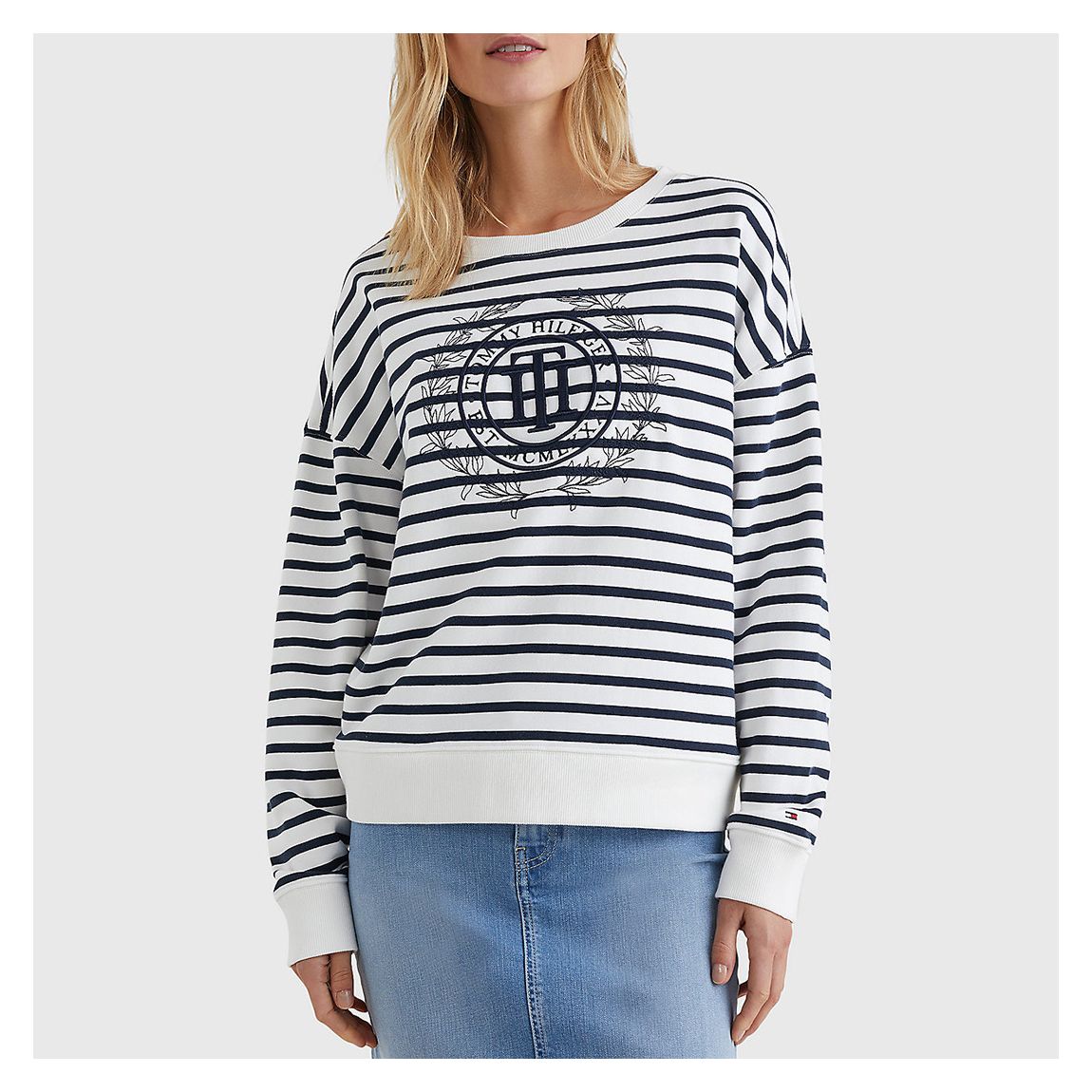 White Striped Circle Logo Cotton Sweatshirt main product photo