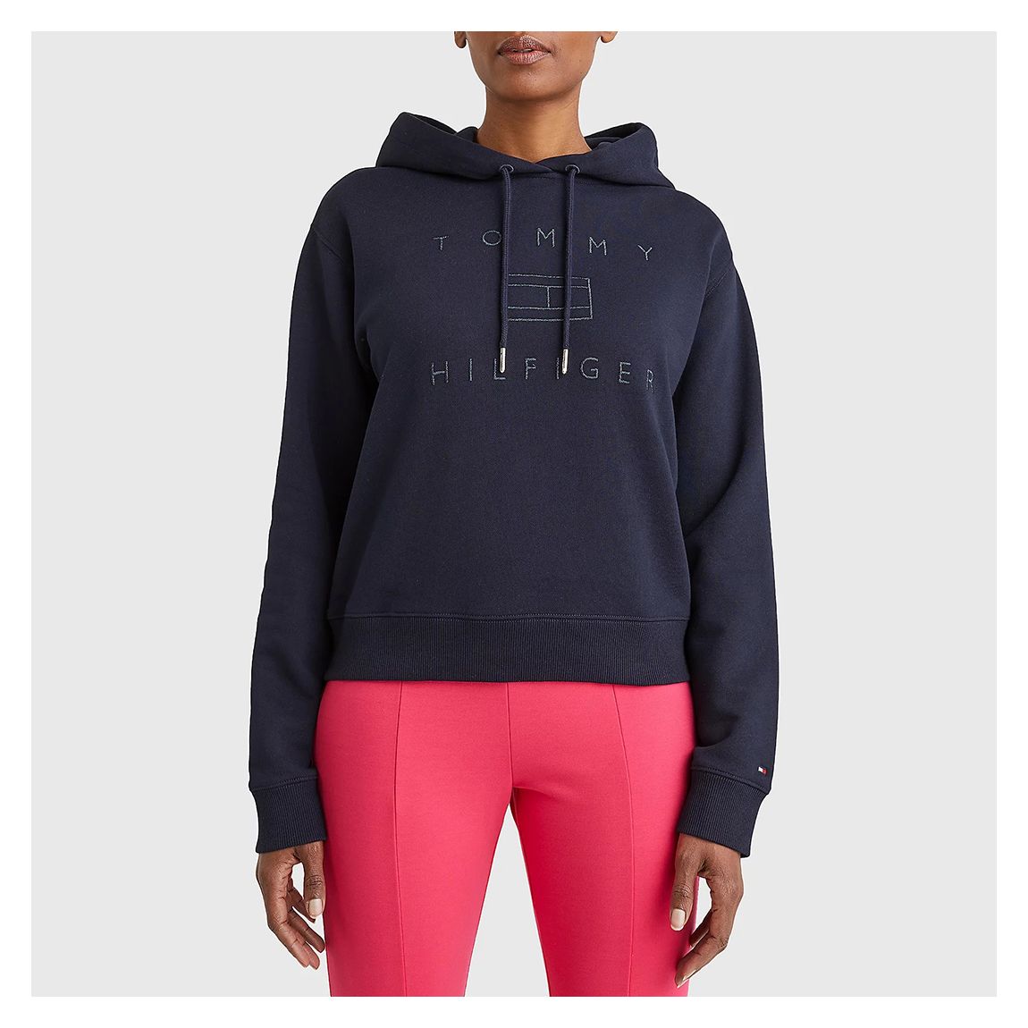 Navy Metallic Logo Cotton Hoodie main product photo