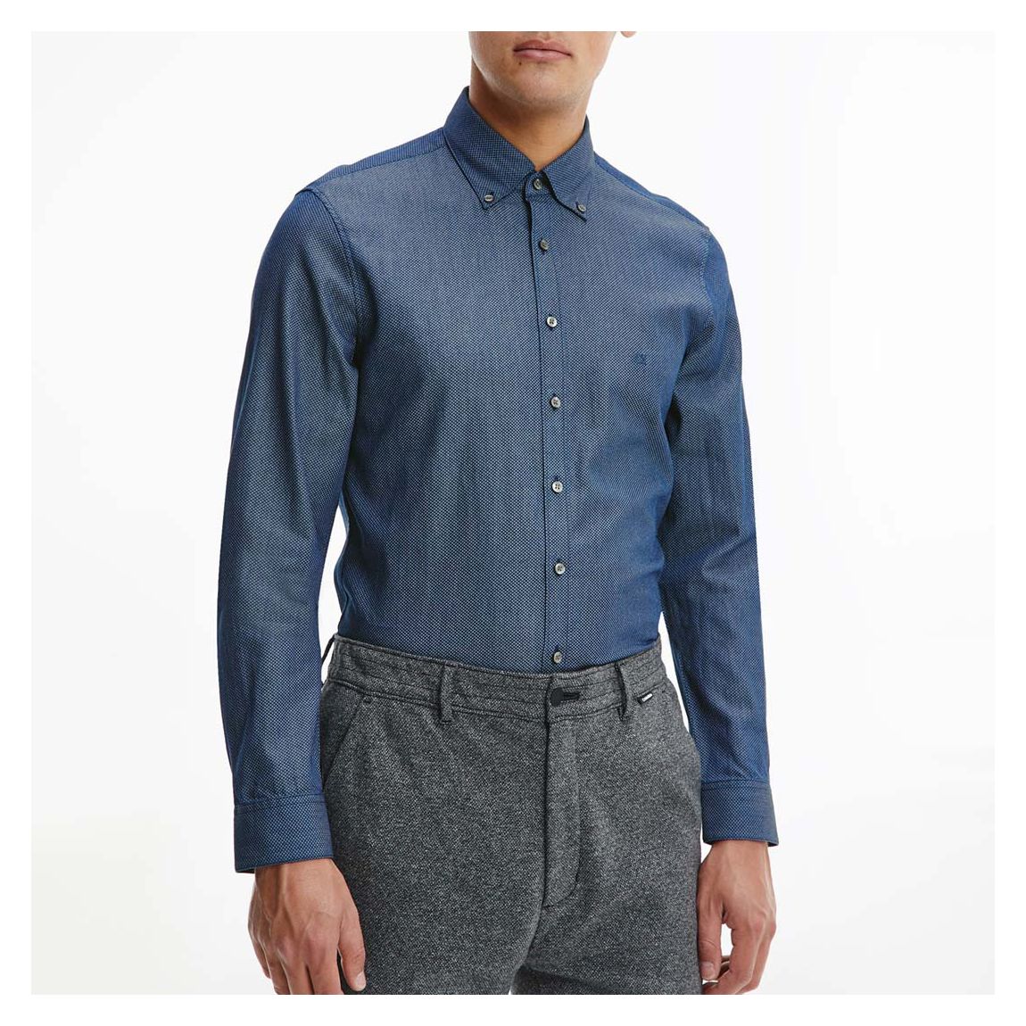 Washed Blue Slim Fit Cotton Shirt main product photo