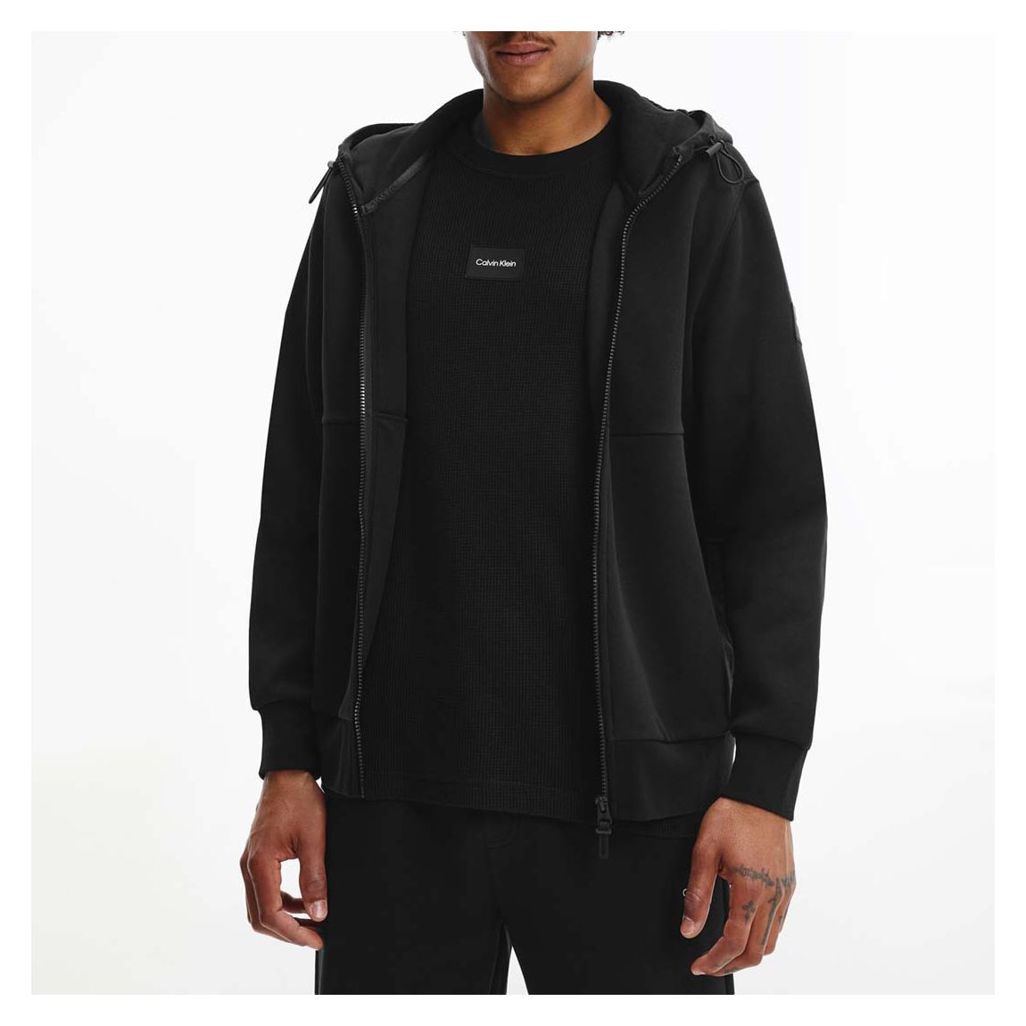 Black Zip Through Cotton Blend Hoodie main product photo