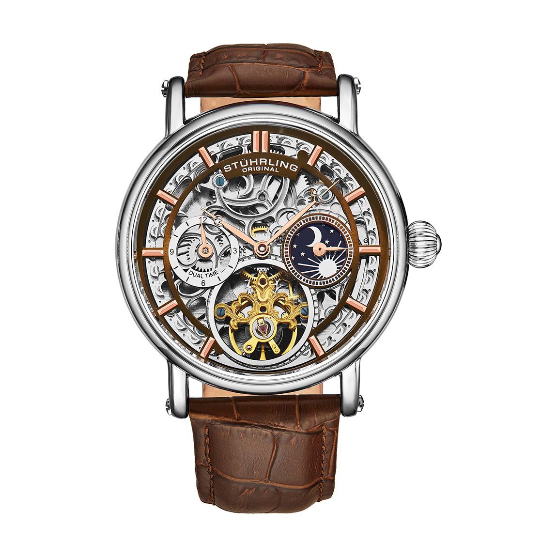 Men's Silver/Brown Leather Watch main product photo