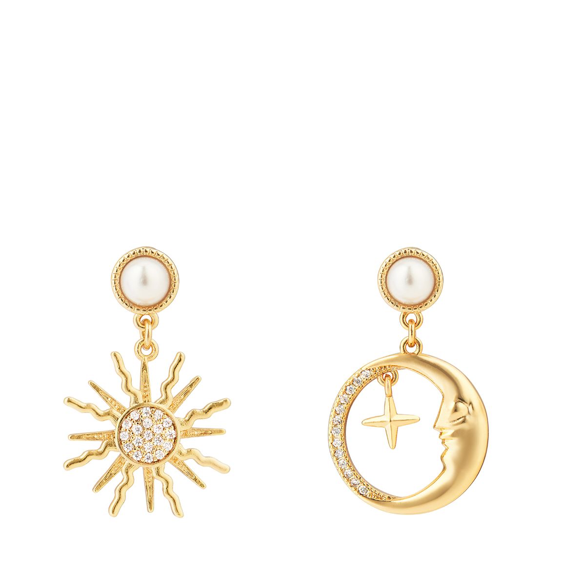 18K Gold To The Sun Moon And Stars Earrings main product photo