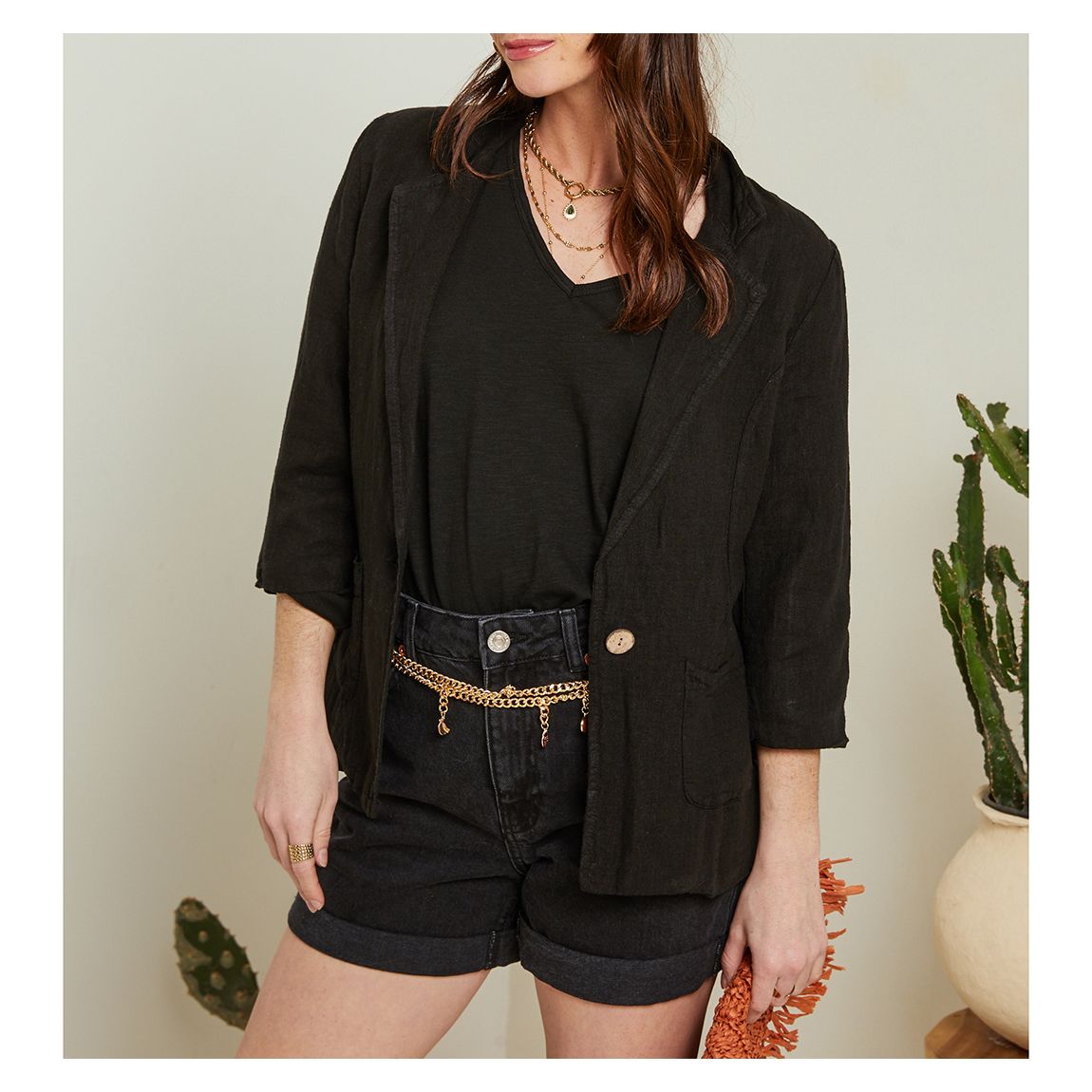 Black Linen Jacket main product photo