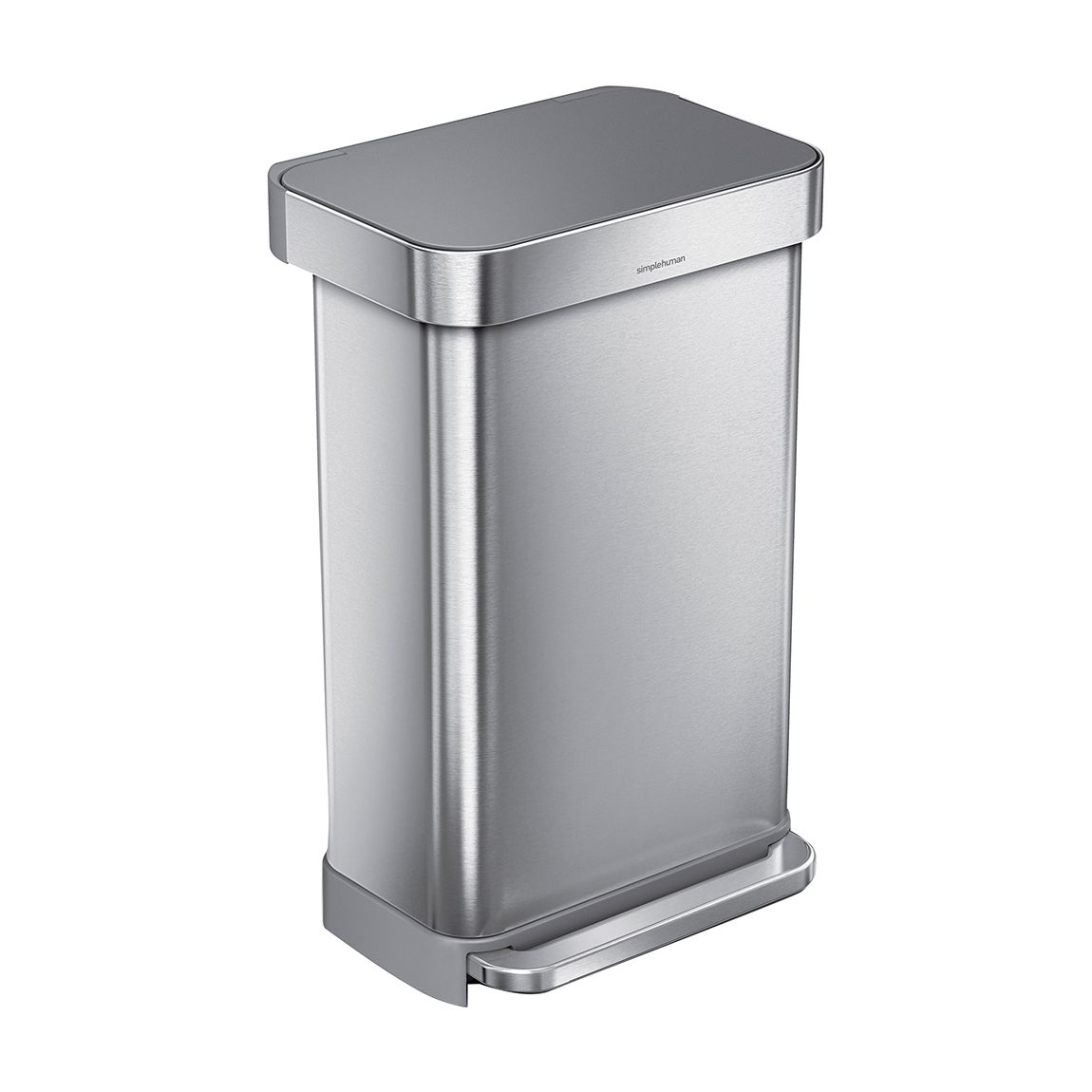 45L Rect. Bin W/ Liner Pocket, Brushed W/ Plastic Lid main product photo
