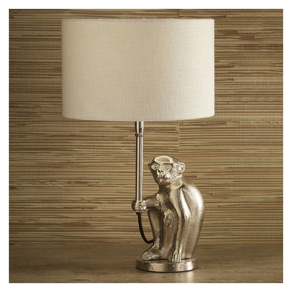 Capuchin Antique Silver Metal Monkey Table Lamp main product photo