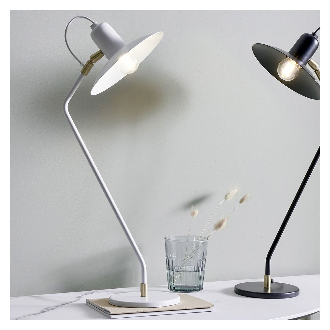 Camden Matt White Metal Angle Arm Task Table Lamp main product photo