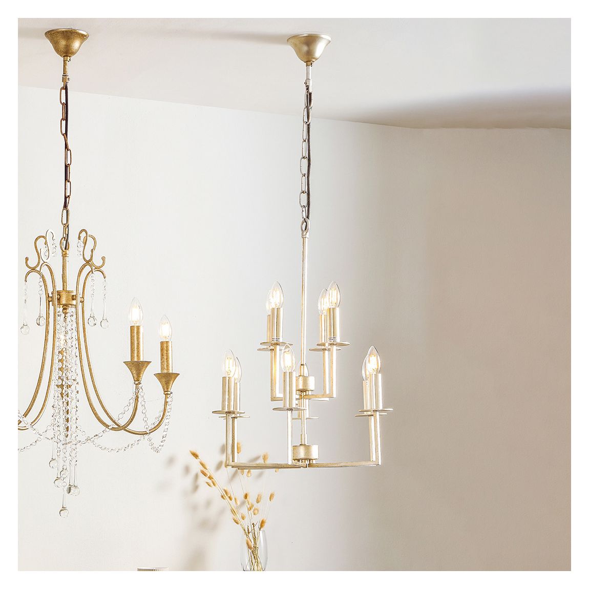 Giry Antique Silver Leaf Metal Multii Arm Chandelier Pendant main product photo