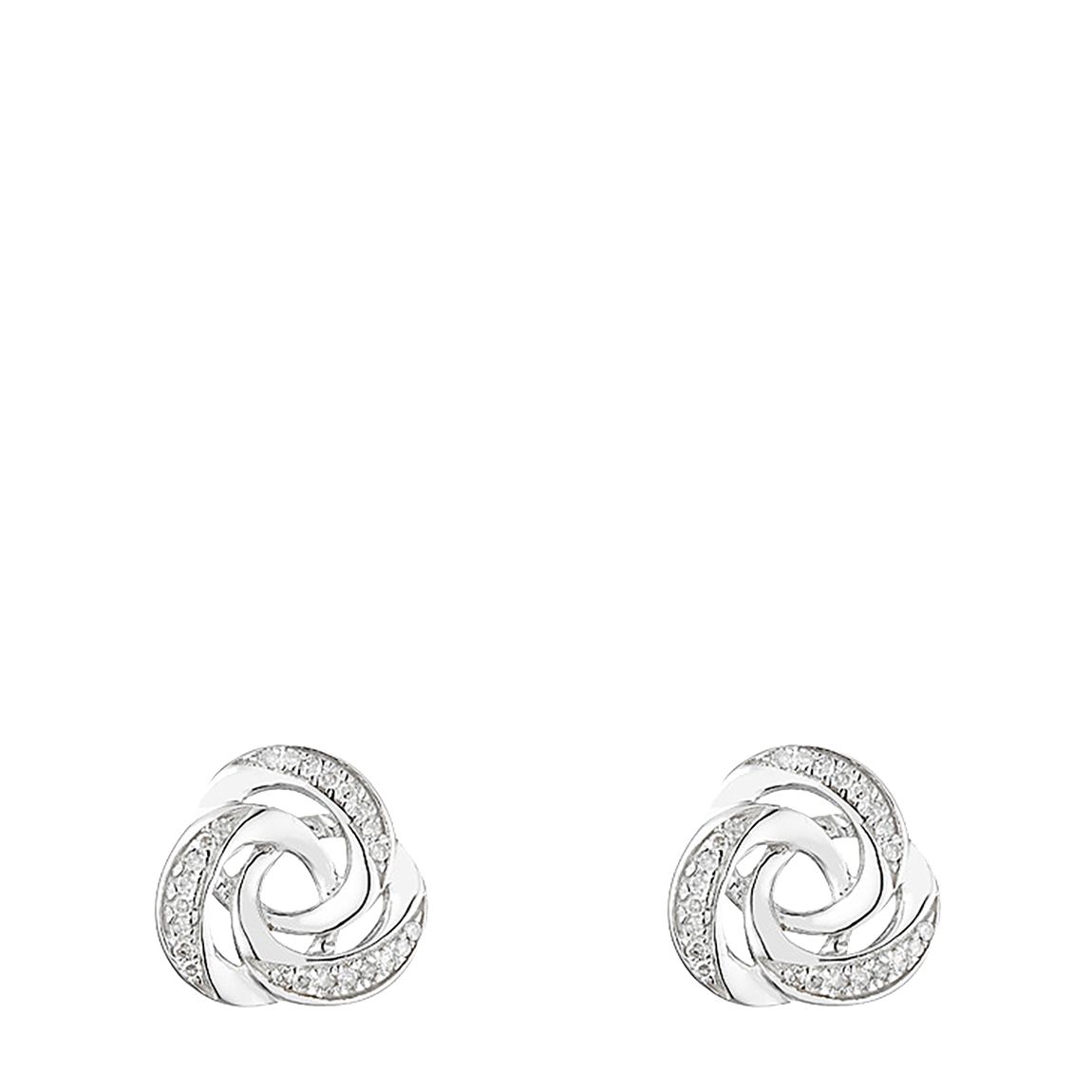 Silver Diamond Swirl Stud Earrings main product photo