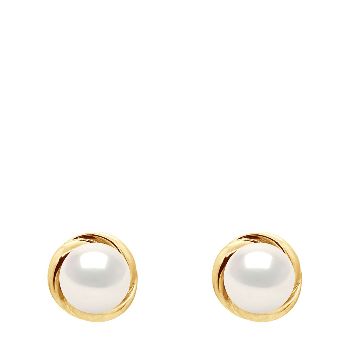 Yellow Gold Freshwater Pearl Butterfly Clasp Earrings main product photo